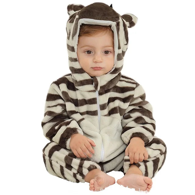 MICHLEY Halloween Baby Rompers Winter Kigurumi Hooded Flannel Toddler Infant Clothes Overall Bodysuits Jumpsuit Costume For Kid