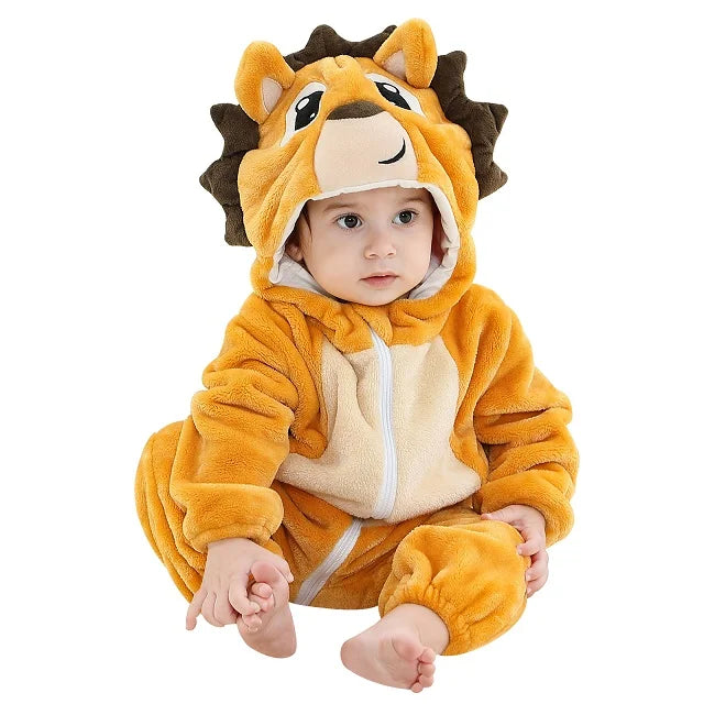 MICHLEY Halloween Baby Rompers Winter Kigurumi Hooded Flannel Toddler Infant Clothes Overall Bodysuits Jumpsuit Costume For Kid