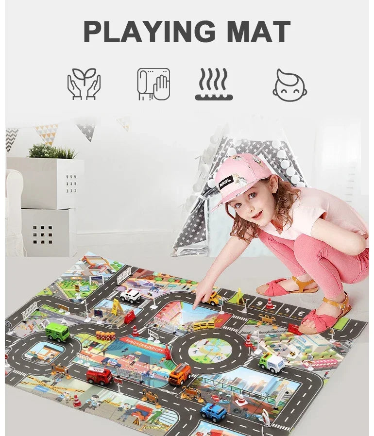 Baby Play Mat City Traffic Road Map Mat Carpet City Car Parking Lot Roadmap Traffic Signs Baby Climbing Playing Mat Game