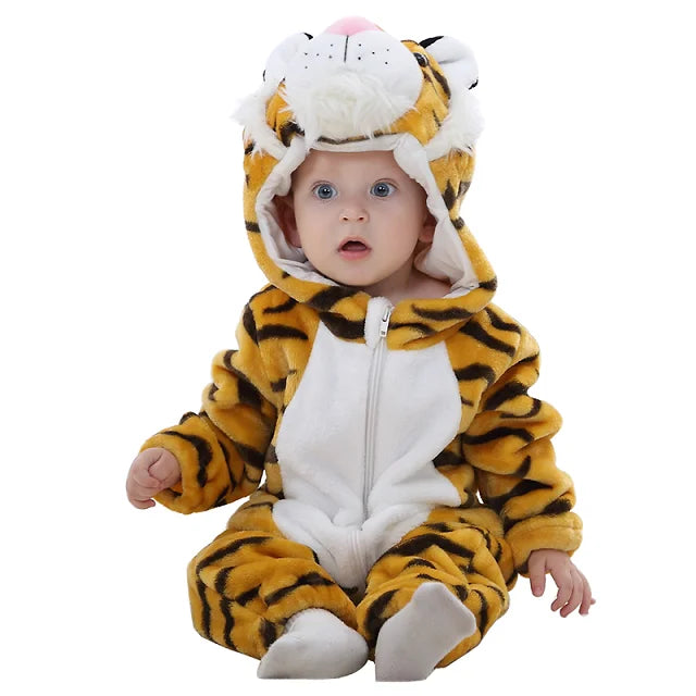 MICHLEY Halloween Baby Rompers Winter Kigurumi Hooded Flannel Toddler Infant Clothes Overall Bodysuits Jumpsuit Costume For Kid