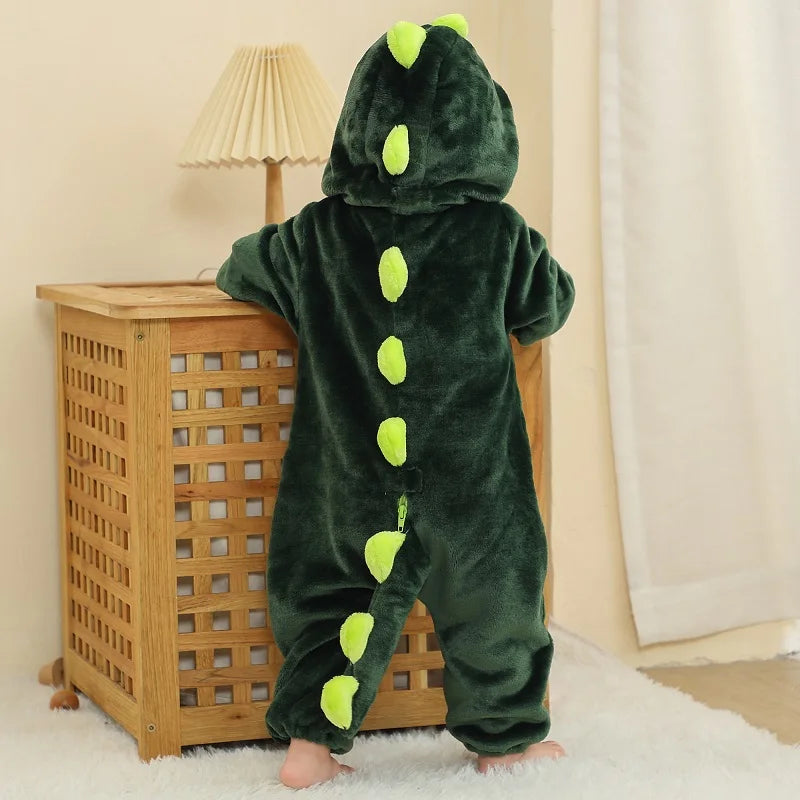 MICHLEY Halloween Baby Rompers Winter Kigurumi Hooded Flannel Toddler Infant Clothes Overall Bodysuits Jumpsuit Costume For Kid