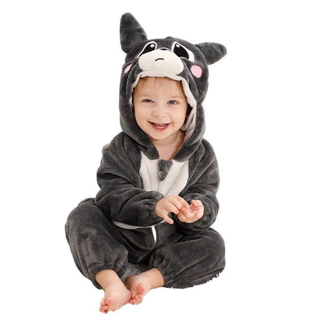 MICHLEY Halloween Baby Rompers Winter Kigurumi Hooded Flannel Toddler Infant Clothes Overall Bodysuits Jumpsuit Costume For Kid