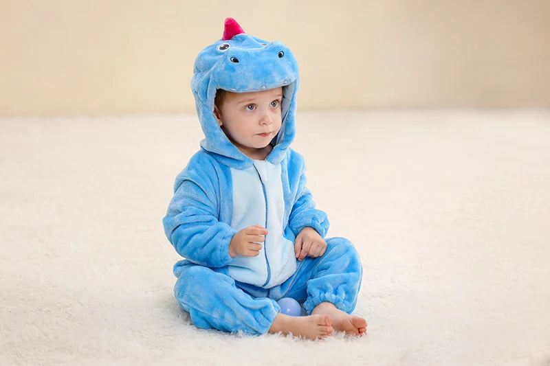 MICHLEY Halloween Baby Rompers Winter Kigurumi Hooded Flannel Toddler Infant Clothes Overall Bodysuits Jumpsuit Costume For Kid