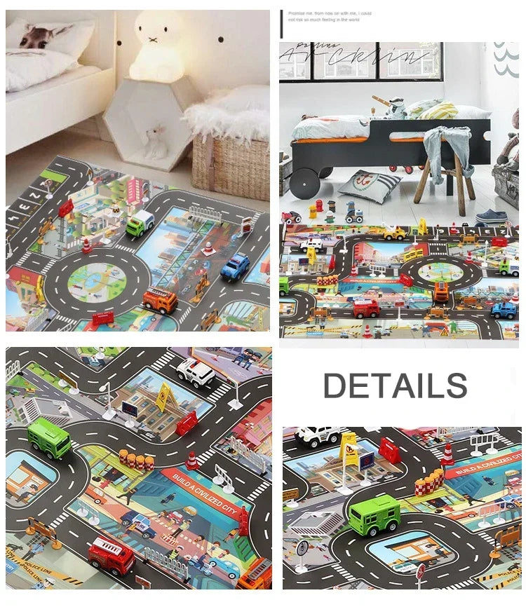 Baby Play Mat City Traffic Road Map Mat Carpet City Car Parking Lot Roadmap Traffic Signs Baby Climbing Playing Mat Game