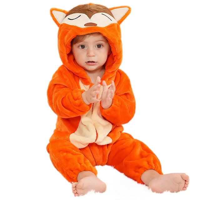 MICHLEY Halloween Baby Rompers Winter Kigurumi Hooded Flannel Toddler Infant Clothes Overall Bodysuits Jumpsuit Costume For Kid